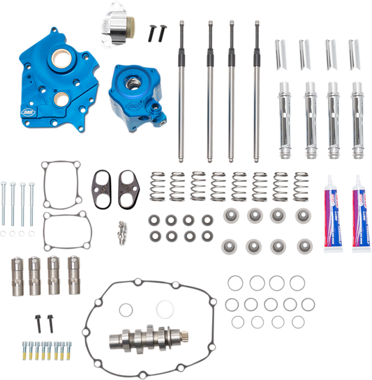 S&S Cycle 310-1082B - Cam Chest Kit with Plate - Chain Drive - Oil Cooled - 550 Cam - Chrome Pushrods - M8