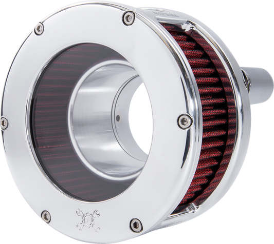 Air Cleaner - BA Series - Chrome - Clear Cover - Red - M8