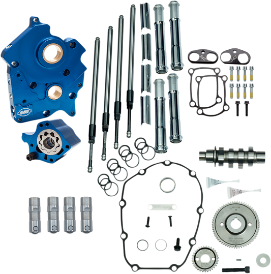 S&S Cycle 310-1006A - Cam Chest Kit with Plate - Gear Drive - Oil Cooled - 475 Cam - Chrome Pushrods -M8