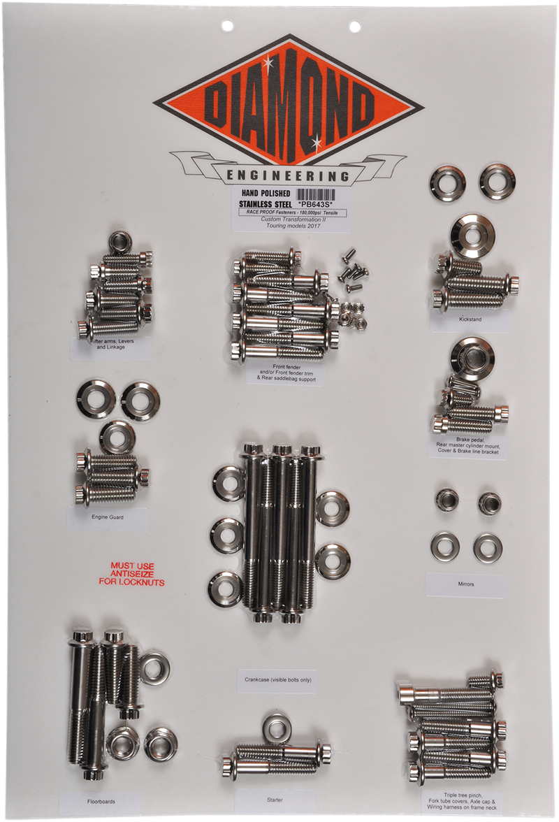 Diamond Engineering PB643S - Bolt Kit - Transformation - 12-Point - Touring