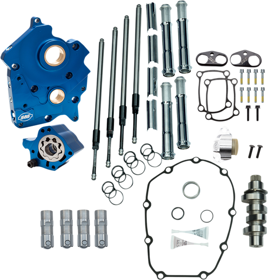 S&S Cycle 310-1003B - Cam Chest Kit with Plate - Chain Drive - Oil Cooled - 465 Cam - Chrome Pushrods - M8