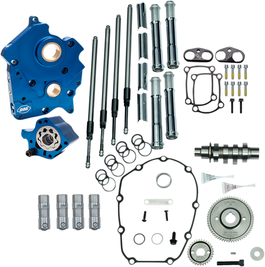 S&S Cycle 310-1005A - Cam Chest Kit with Plate - Gear Drive - Oil Cooled - 465 Cam - Chrome Pushrods - M8