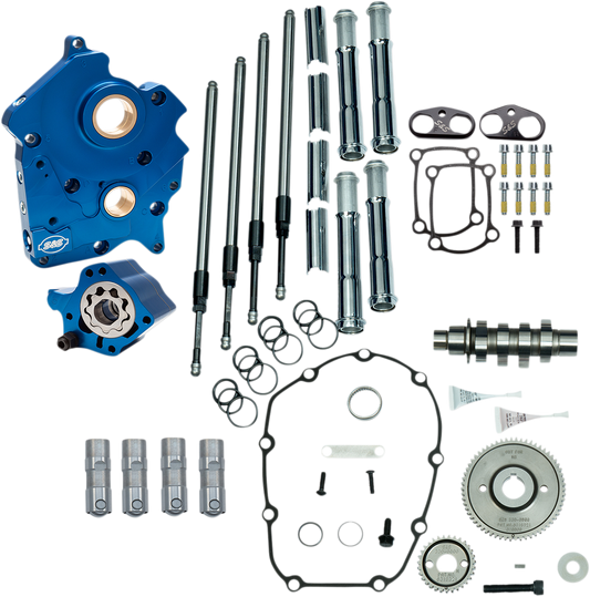 S&S Cycle 310-1001A - Cam Chest Kit with Plate - Gear Drive - Water Cooled - 465 Cam - Chrome Pushrods -M8