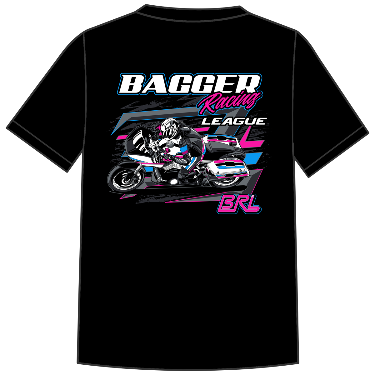 Bagger Racing League Black T-Shirt - Pink Roadglide