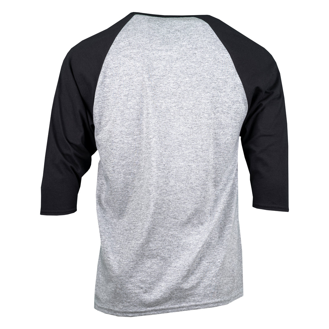 Bagger Racing League 3/4 Sleeve Baseball Tee - Grey & Black - Hell Track