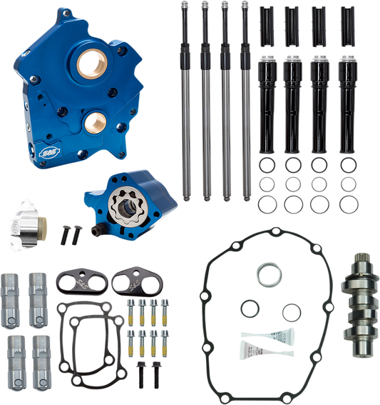 S&S Cycle 310-1011B - Cam Chest Kit with Plate - Chain Drive - Oil Cooled - 465 Cam - Black Pushrods - M8