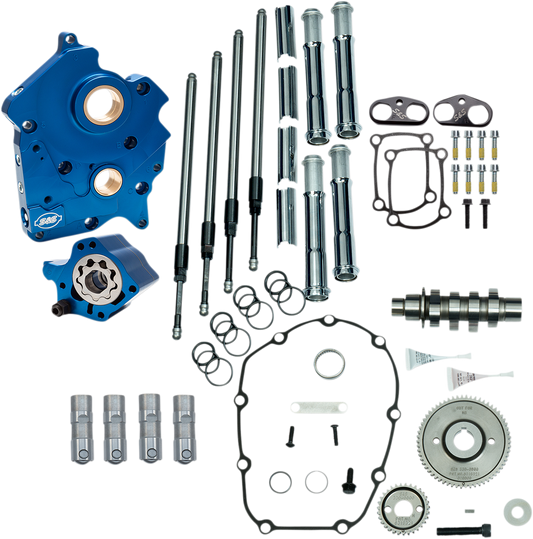 S&S Cycle 310-1002A - Cam Chest Kit with Plate - Gear Drive - Water Cooled - 475 Cam - Chrome Pushrods -M8